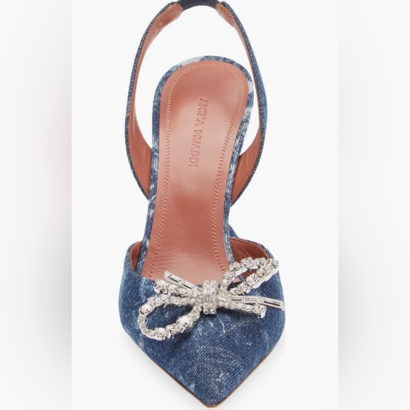 Amina Muaddi Rosie Pointed Toe Denim Slingback Pump Size 39.5 brand new - Picture 3 of 10